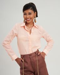 Áo Sơ Mi Linen Nữ F2 Hồng Phấn Modern Women