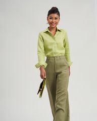 Quần Nữ F2 Linen Xanh Rêu Modern Women