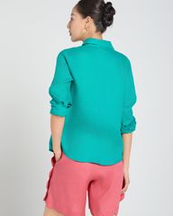 Áo Sơ Mi Nữ F2 Linen Xanh A Touch Of Effortless Elegance