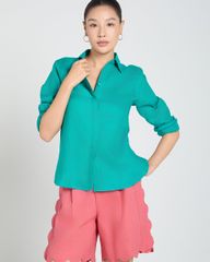 Áo Sơ Mi Nữ F2 Linen Xanh A Touch Of Effortless Elegance