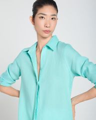 Áo Sơ Mi Nữ F2 Linen Xanh A Touch Of Effortless Elegance