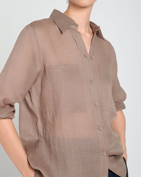 Áo Sơ Mi Nữ F2 Linen Nữ Nâu A Touch Of Effortless Elegance