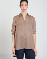 Áo Sơ Mi Nữ F2 Linen Nữ Nâu A Touch Of Effortless Elegance