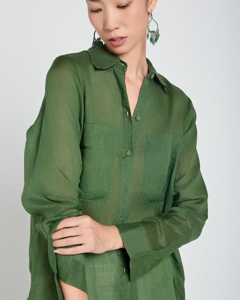 Áo Sơ Mi Nữ F2 Linen Nữ Xanh A Touch Of Effortless Elegance