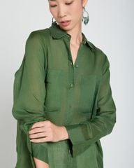Áo Sơ Mi Nữ F2 Linen Nữ Xanh A Touch Of Effortless Elegance