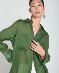 Áo Sơ Mi Nữ F2 Linen Nữ Xanh A Touch Of Effortless Elegance
