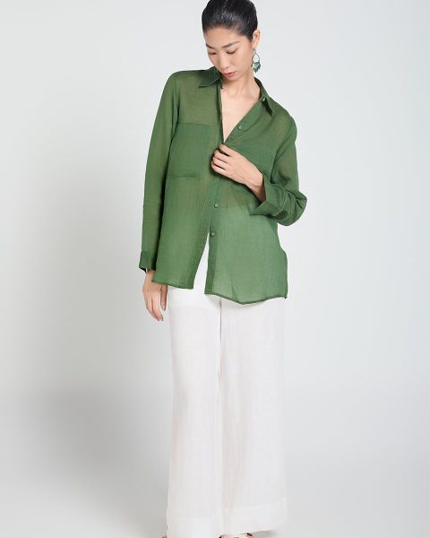 Quần Dài Nữ F2 Linen Trắng A Touch Of Effortless Elegance