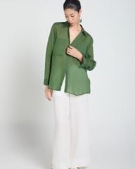 Quần Dài Nữ F2 Linen Trắng A Touch Of Effortless Elegance