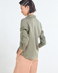 Áo Sơ Mi Nữ F2 Linen Nữ Rêu Đậm Tender Drit