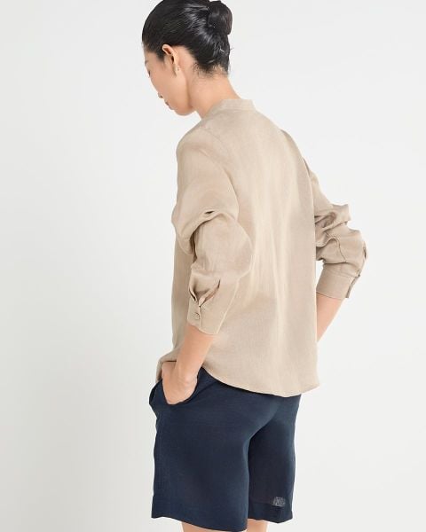 Áo Sơ Mi Nữ F2 Linen Nữ Beige A Touch Of Effortless Elegance