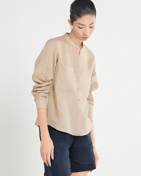 Áo Sơ Mi Nữ F2 Linen Nữ Beige A Touch Of Effortless Elegance