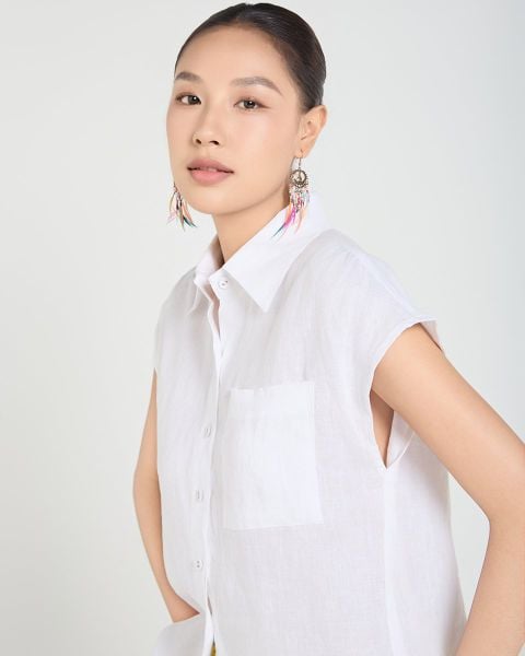 Áo Sơ Mi Nữ F2 Linen Trắng A Touch Of Effortless Elegance