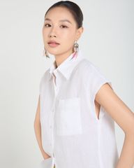 Áo Sơ Mi Nữ F2 Linen Trắng A Touch Of Effortless Elegance