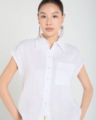 Áo Sơ Mi Nữ F2 Linen Trắng A Touch Of Effortless Elegance
