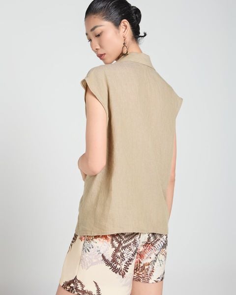 Áo Sơ Mi Nữ F2  Linen Vàng A Touch Of Effortless Elegance