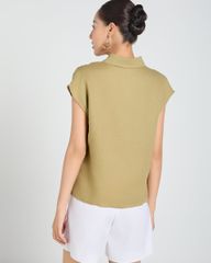 Áo Sơ Mi Nữ F2 Linen Xanh Lá Mạ A Touch Of Effortless Elegance