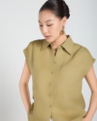 Áo Sơ Mi Nữ F2 Linen Xanh Lá Mạ A Touch Of Effortless Elegance