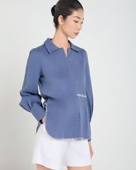 Áo Sơ Mi Nữ F2 Linen Xanh A Touch Of Effortless Elegance