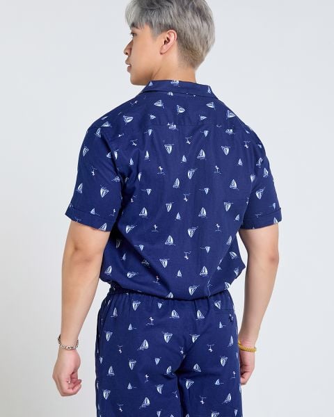 Quần Short Nam F2 Linen Xanh Đen Thuyền Tender Drit