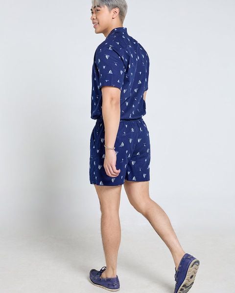 Quần Short Nam F2 Linen Xanh Đen Thuyền Tender Drit