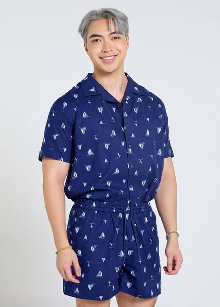 Quần Short Nam F2 Linen Xanh Đen Thuyền Tender Drit