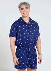 Quần Short Nam F2 Linen Xanh Đen Thuyền Tender Drit