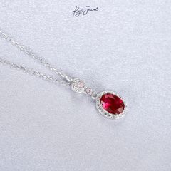 Dây Chuyền Nữ KYA JEWEL Bạc Đá Đỏ Hồng Quyến Rũ