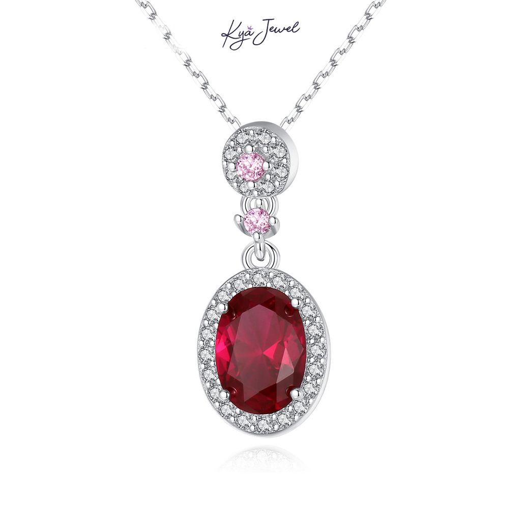 Dây Chuyền Nữ KYA JEWEL Bạc Đá Đỏ Hồng Quyến Rũ