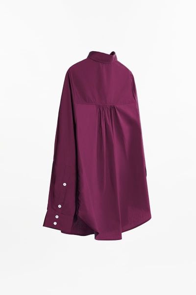 Áo Sơ Mi Nữ TheBlueTshirt New Pocket Oversize Shirt - Red Wine Poplin 110