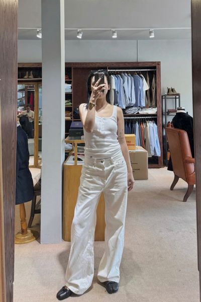 Quần Nữ TheBlueTshirt Straight A Jeans - White Vintage
