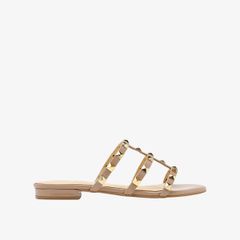 Dép Nữ Pazzion Ingrid Gold Studded Cage Patent Leather Slides