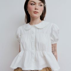 Chân Váy Nữ DOTTIE Ngắn Phối Vải Rút Nhún - Nâu - S0264