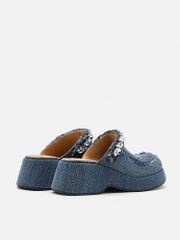 Giày Mules Nữ Pazzion Tara Diamante Denim Platform