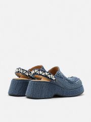 Giày Mules Nữ Pazzion Tara Diamante Denim Platform