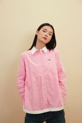 Áo Sơ Mi Nữ TheBlueTshirt Modern Arc Oversized Shirt - Pink Stripe