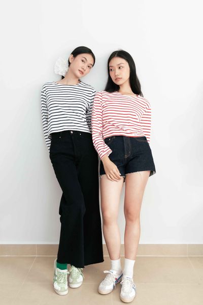 Áo Thun Nữ TheBlueTshirt Sọc New Favorite Tee - White Navy Stripe