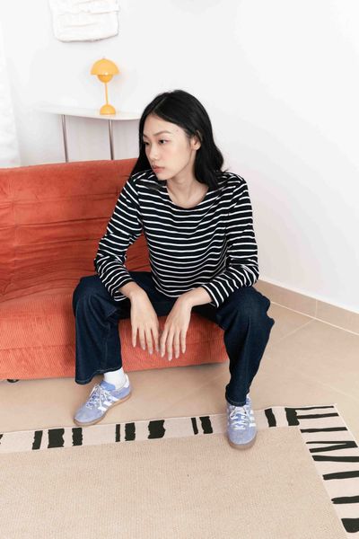 Áo Thun Nữ TheBlueTshirt Sọc New Favorite Tee - Black Stripe