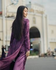 Quần Áo Dài Nữ F2 Lụa Tím Đậm