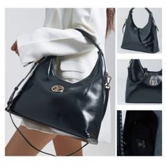 Túi Xách Tay Nữ THÁI TUẤN Hobo Khóa Kéo Màu Đen