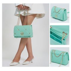 Túi Xách Tay Nữ THÁI TUẤN Đeo Vai Khóa Bấm Thời Trang Màu Xanh Mint
