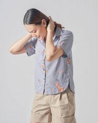 Áo Sơ Mi Nữ F2 Kate Sọc Xanh Hoa