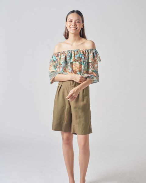 Quần Short Nữ F2 Linen Rêu