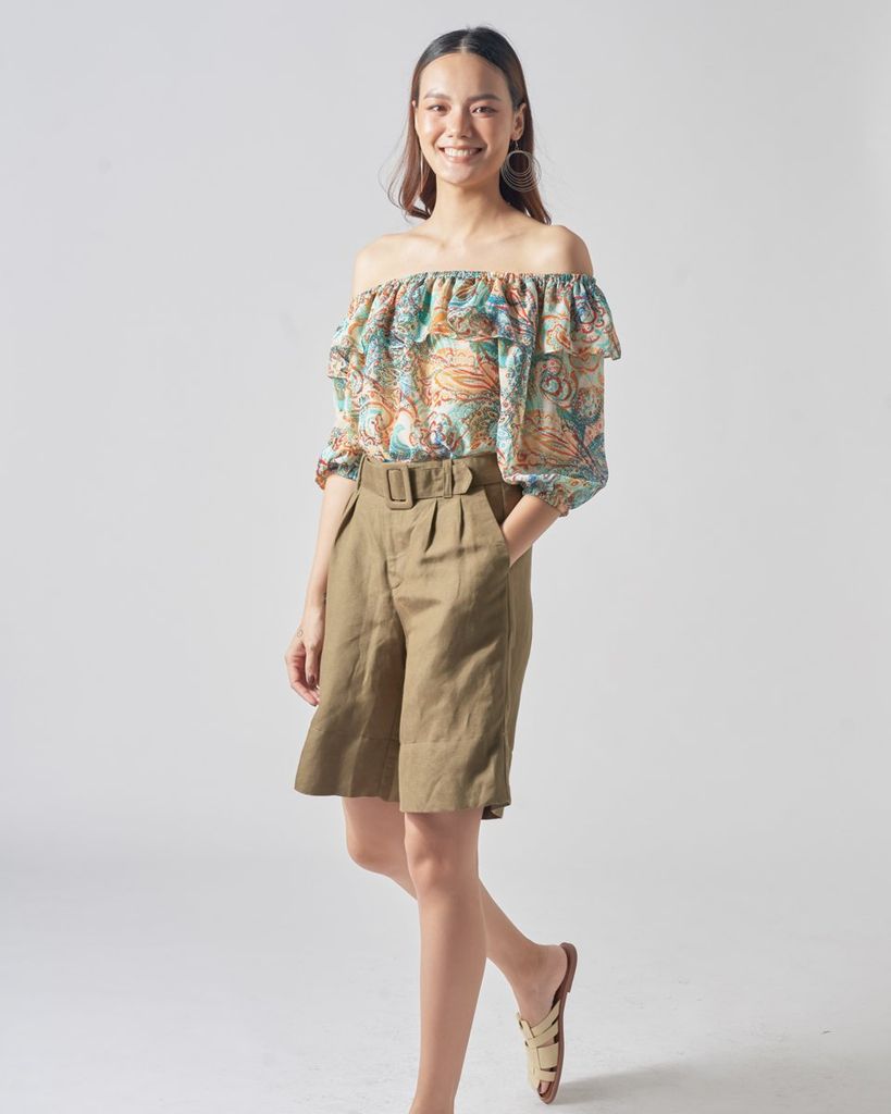 Quần Short Nữ F2 Linen Rêu