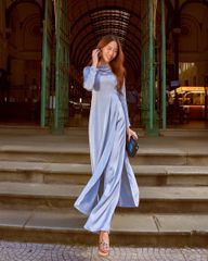 Quần Áo Dài Nữ F2 Lụa Xanh Tím Hồn Việt