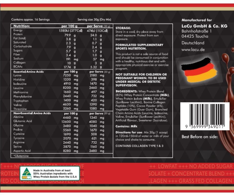 Socola - Thực phẩm bổ sung Lacu Whey Collagen 1000g nhập khẩu nguyên hộp