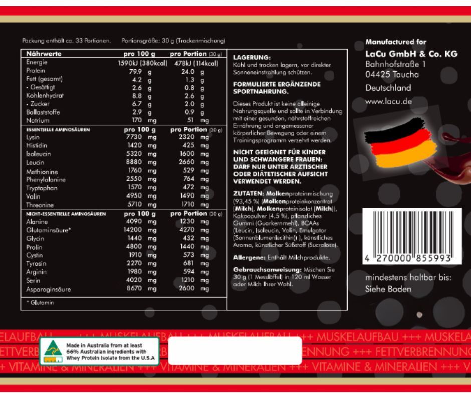 Socola - Thực phẩm bổ sung Lacu Whey Protein 2000g nhập khẩu nguyên hộp