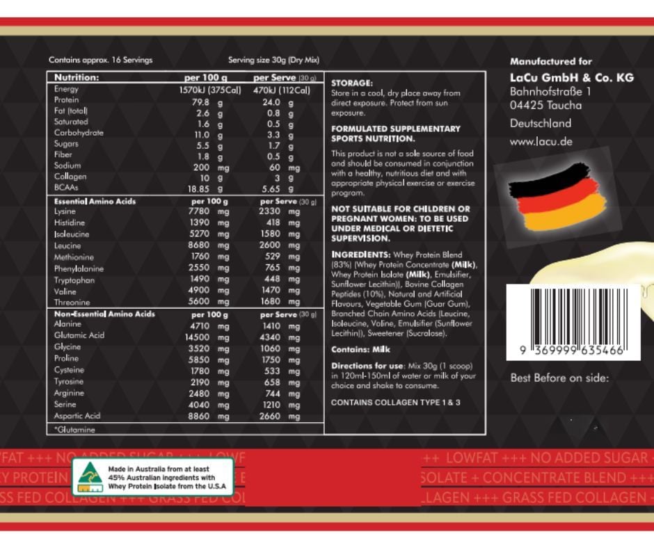 Vani - Thực phẩm bổ sung Lacu Whey Collagen 1000g nhập khẩu nguyên hộp