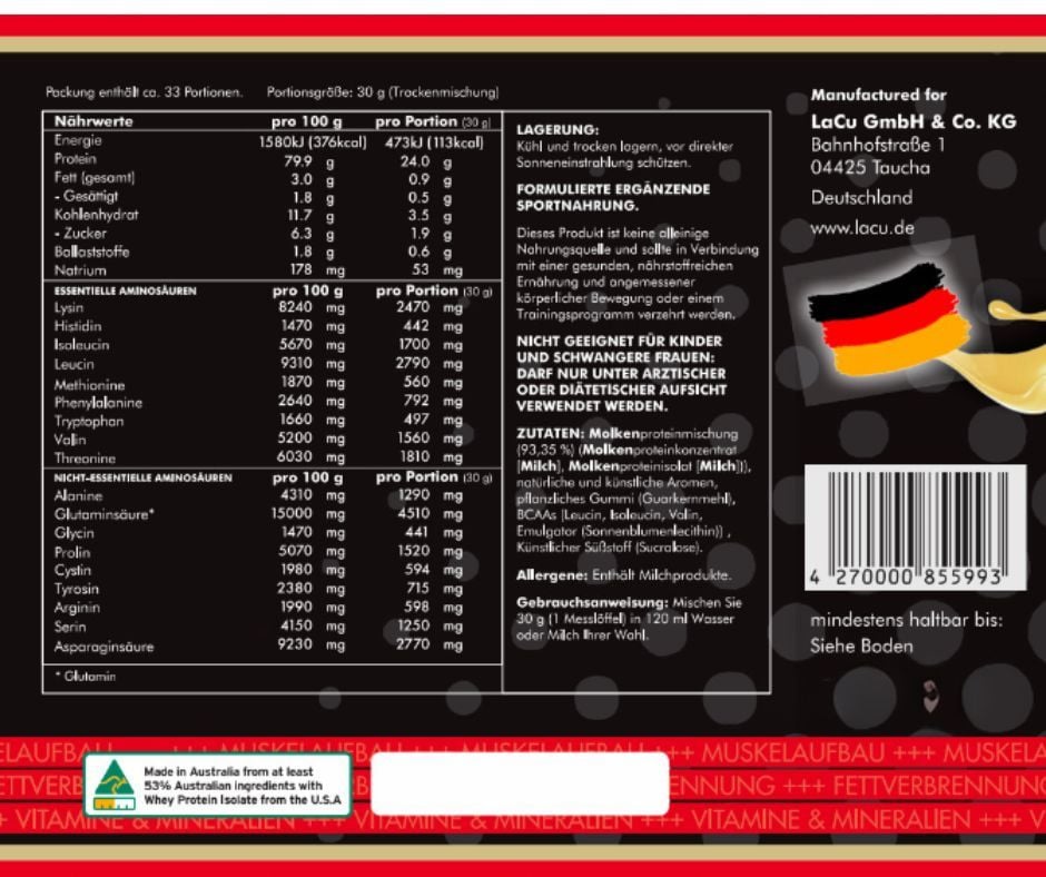 Vani - Thực phẩm bổ sung Lacu Whey Protein 1000g nhập khẩu nguyên hộp