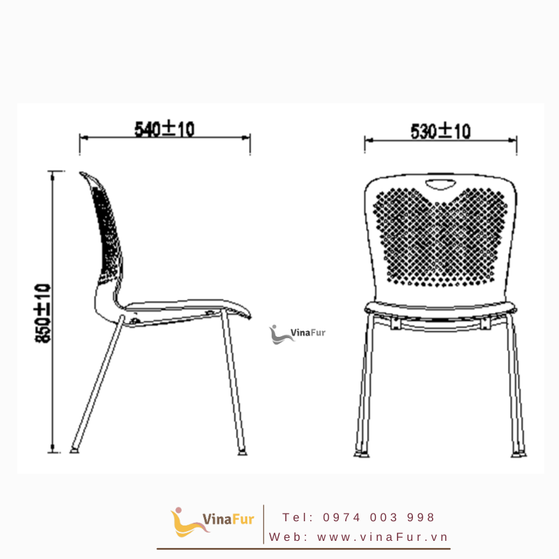 Ghế đào tạo HY-818 kích thước