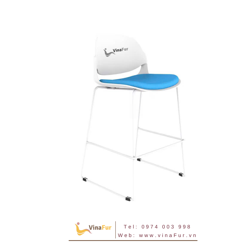 Ghế quầy bar hiện đại HY-833 mặt da, chân sắt cố định